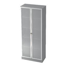 Hammerbacher Glastürenschrank Melaminharzbeschichtete Spanplatte, Milchglas 5 Fachböden 800 x 420 x 2.004 mm Grau, Silber Produktbild