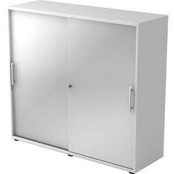 Hammerbacher Schiebetürenschrank Spanplatte 2 Fachböden abschließbar 1.200 x 400 x 1.100 mm Silber, Weiß Produktbild