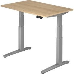Hammerbacher Sitz-Stehschreibtisch XBHM Eiche, Silber 1.200 x 800 x 720 x 65 - 130 mm mit Aufbau Produktbild