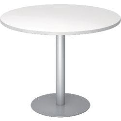 Hammerbacher Säulentisch Silber, Weiß Melaminharzbeschichtete Spanplatte STF10 1.000 x 745 mm Produktbild