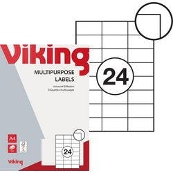 Viking Universaletiketten selbstklebend 70 x 37 mm Weiß 100 Blatt mit 24 Etiketten Produktbild