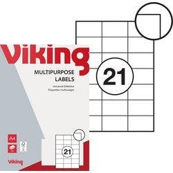 Viking Universaletiketten Selbstklebend 70 x 42,3 mm Weiß 100 Blatt mit 21 Etiketten Produktbild