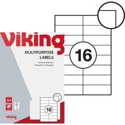 Viking Universaletiketten selbstklebend 105 x 37 mm Weiß 100 Blatt mit 16 Etiketten Produktbild
