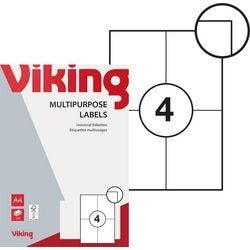 Viking Universaletiketten Selbsthaftend 105 x 148mm Weiß 100 Blatt mit 4 Etiketten Produktbild