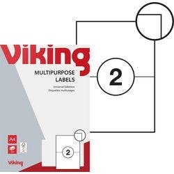 Viking Universaletiketten 1005945 Selbsthaftend Spezial Weiß 210 x 148 mm 100 Blatt à 2 Etiketten Produktbild