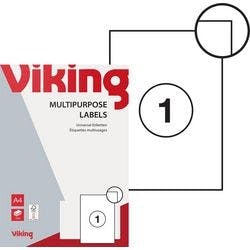 Viking Universaletiketten Selbsthaftend 210 x 297 mm Weiß 100 Blatt à 1 Etikett Produktbild