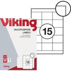Viking Universaletiketten Selbsthaftend 70 x 50,8mm Weiß 100 Blatt mit 15 Etiketten Produktbild